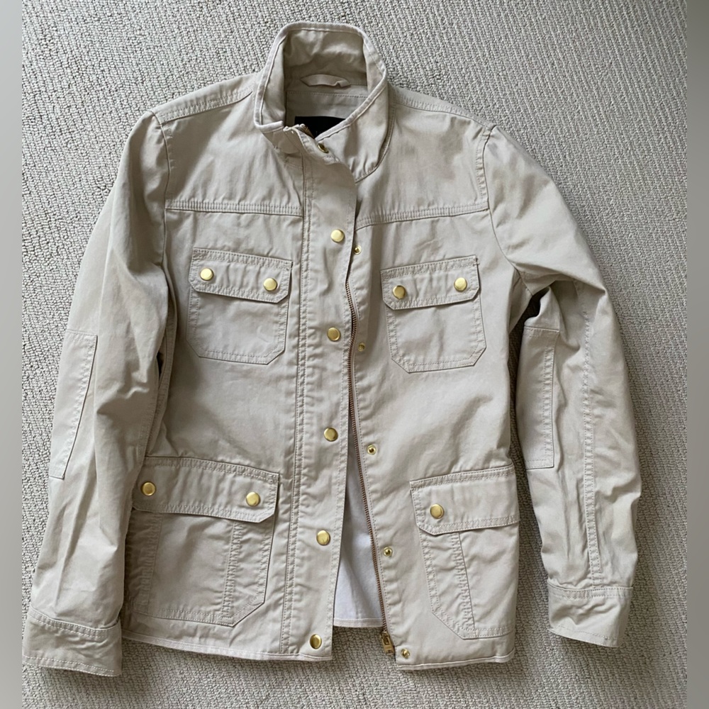J.Crew Size S The Downtown Field Jacket Dark Ivory Style 19034 - Beige Tan Coat